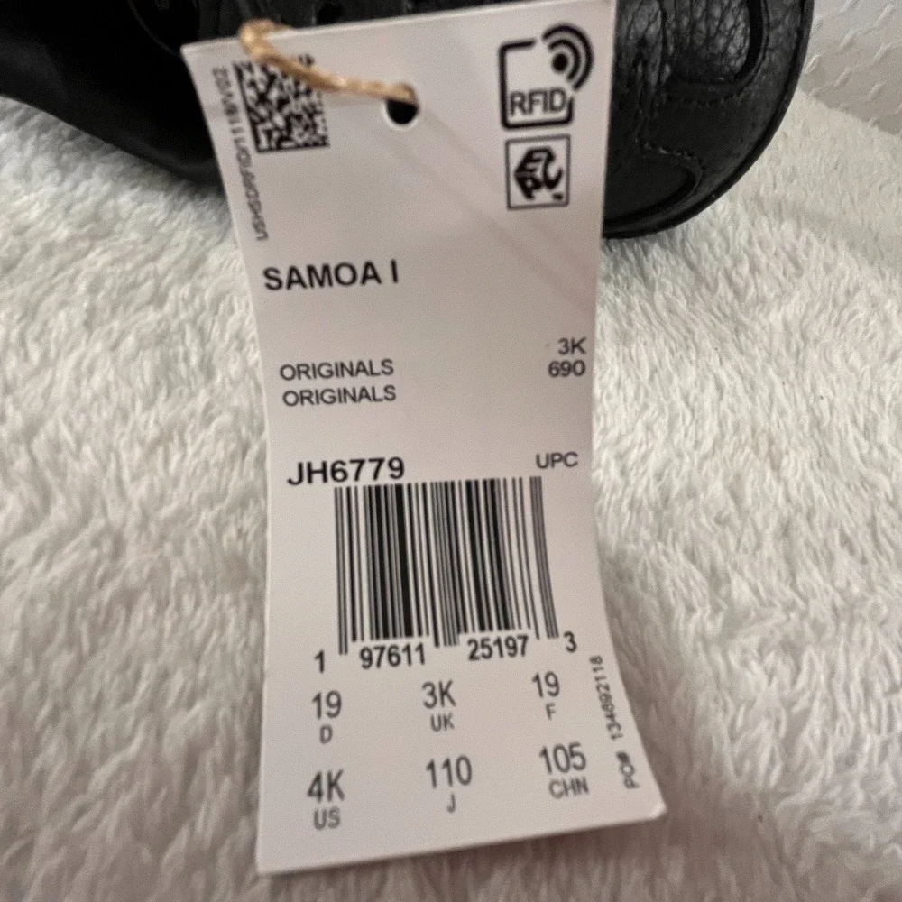 Adidas Samoa I Shoes Size 4K Kids Boys Girls Black And White Youth Unisex JH6779